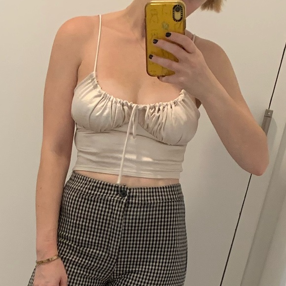 Princess Polly Tops - Princess Polly Estelle Crop Top Cami Tank Satin Silk Gold Champagne